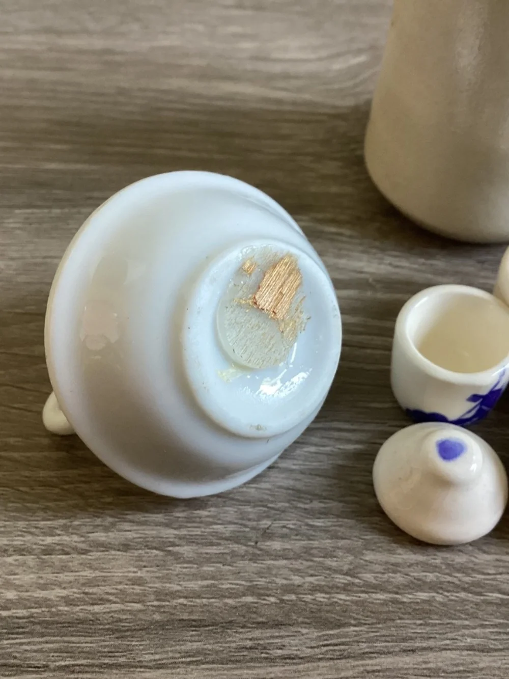 Dollhouse Miniatures Lot Ceramic Pottery Blue & White Delft Canisters Pitcher